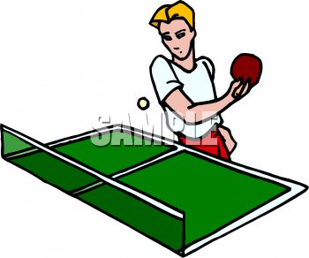 Cartoon Of A Kid Playing Table Tennis   Royalty Free Clip Art Image