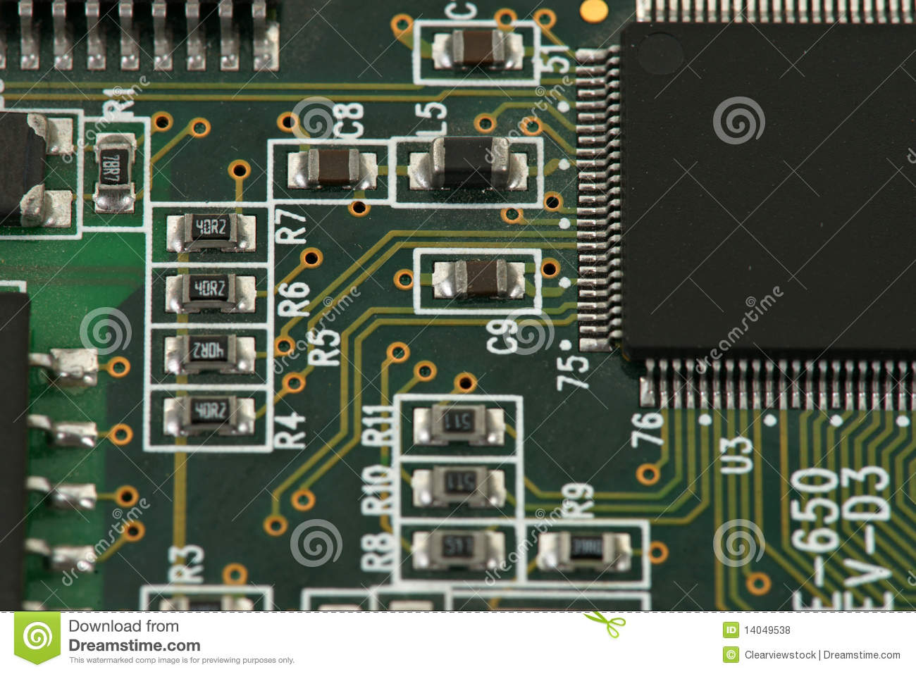 Chips On Circuit Board Royalty Free Stock Photos   Image  14049538