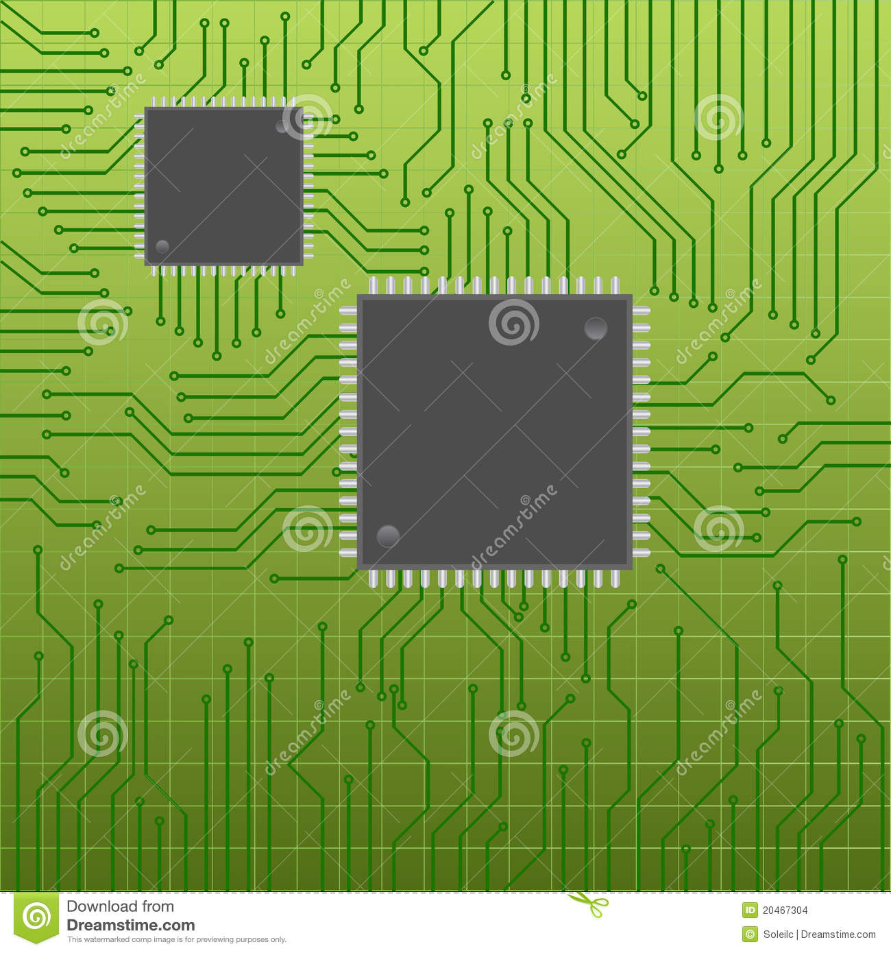 Circuit Board With Chips Stock Images   Image  20467304