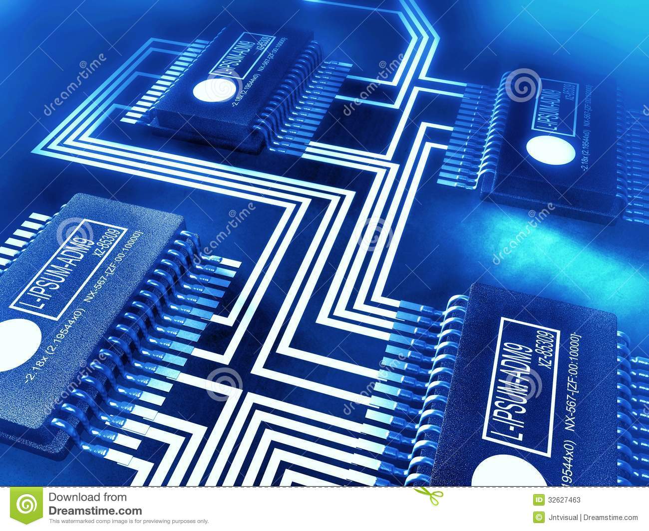 Circuit Board With Processors And Computer Chips Stock Photos   Image