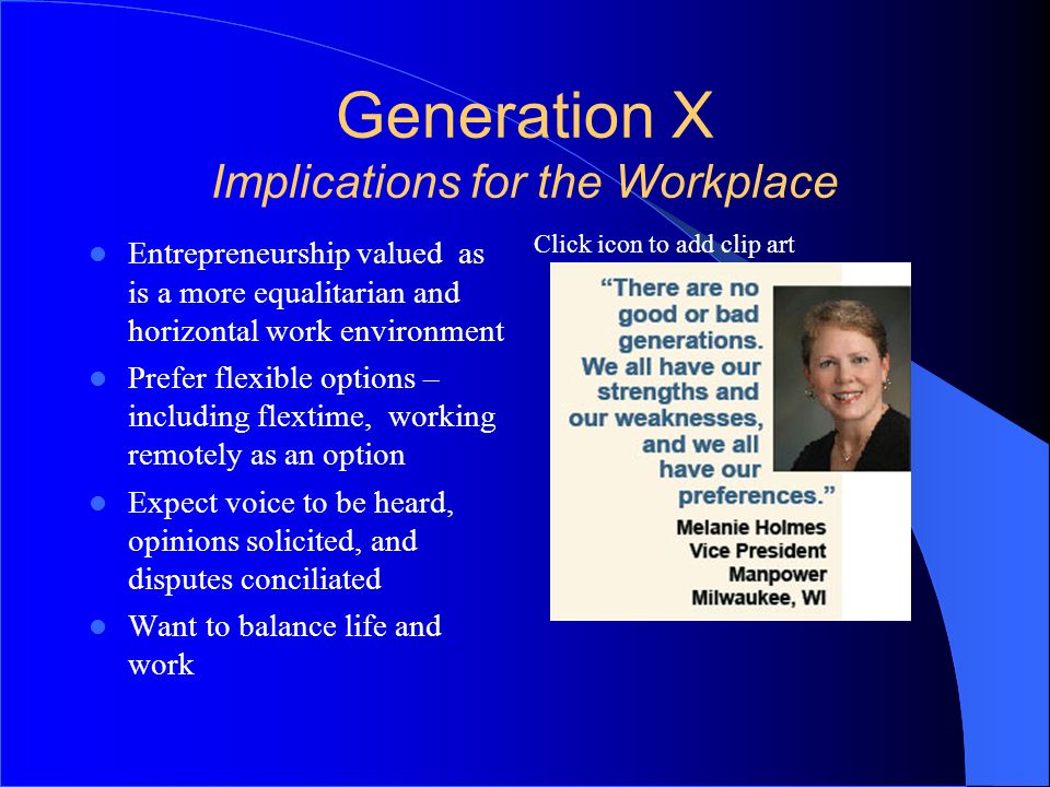 Click Icon To Add Clip Art Generation X Implications For The Workplace