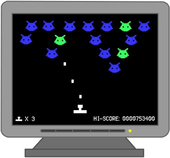 Clip Art Of A Computer Monitor Showing A Computer Game In Progress