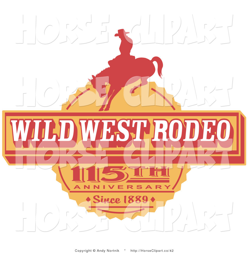 Clip Art Of A Vintage Wild West Rodeo Advertisement With A Silhouetted