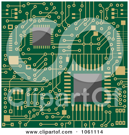 Clipart Circuit Board Computer Brain With A Memory Chip On Green