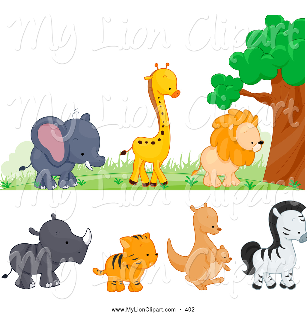 Clipart Of A Cute Wild Animal Borders Digital Collage On White By Bnp