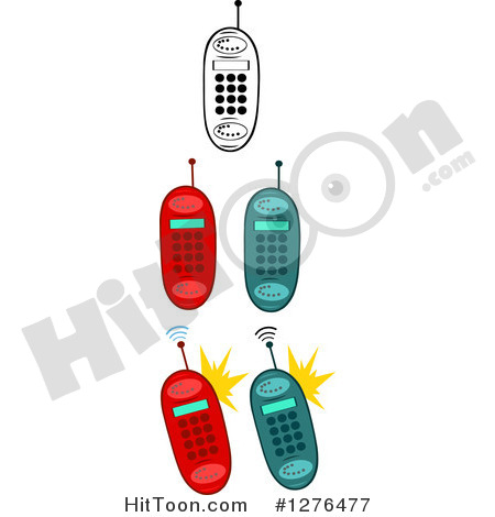 Clipart Of Black And White And Colored Cell Phones   Royalty Free    