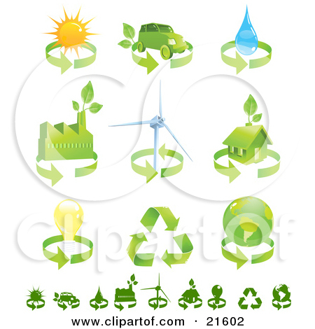 Collection Of Green Energy Icons Of Renewable Energy Solar Power    