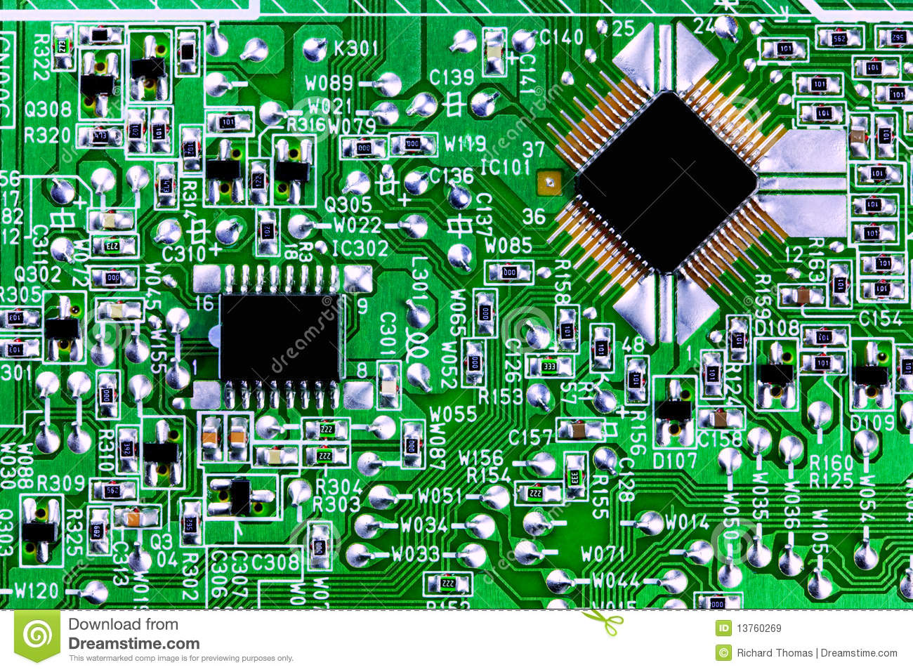 Computer Chips And Circuit Board Close Up Royalty Free Stock Images