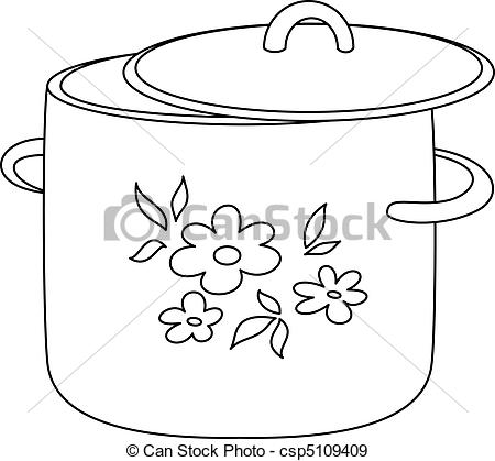 Cooking Pot Clipart Outline Kitchen Pan With A Pattern