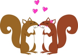 Couple In Love Clipart Image  Two Squirrels In Love With Hearts Adrift