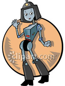 Cute Girl Robot   Royalty Free Clipart Picture