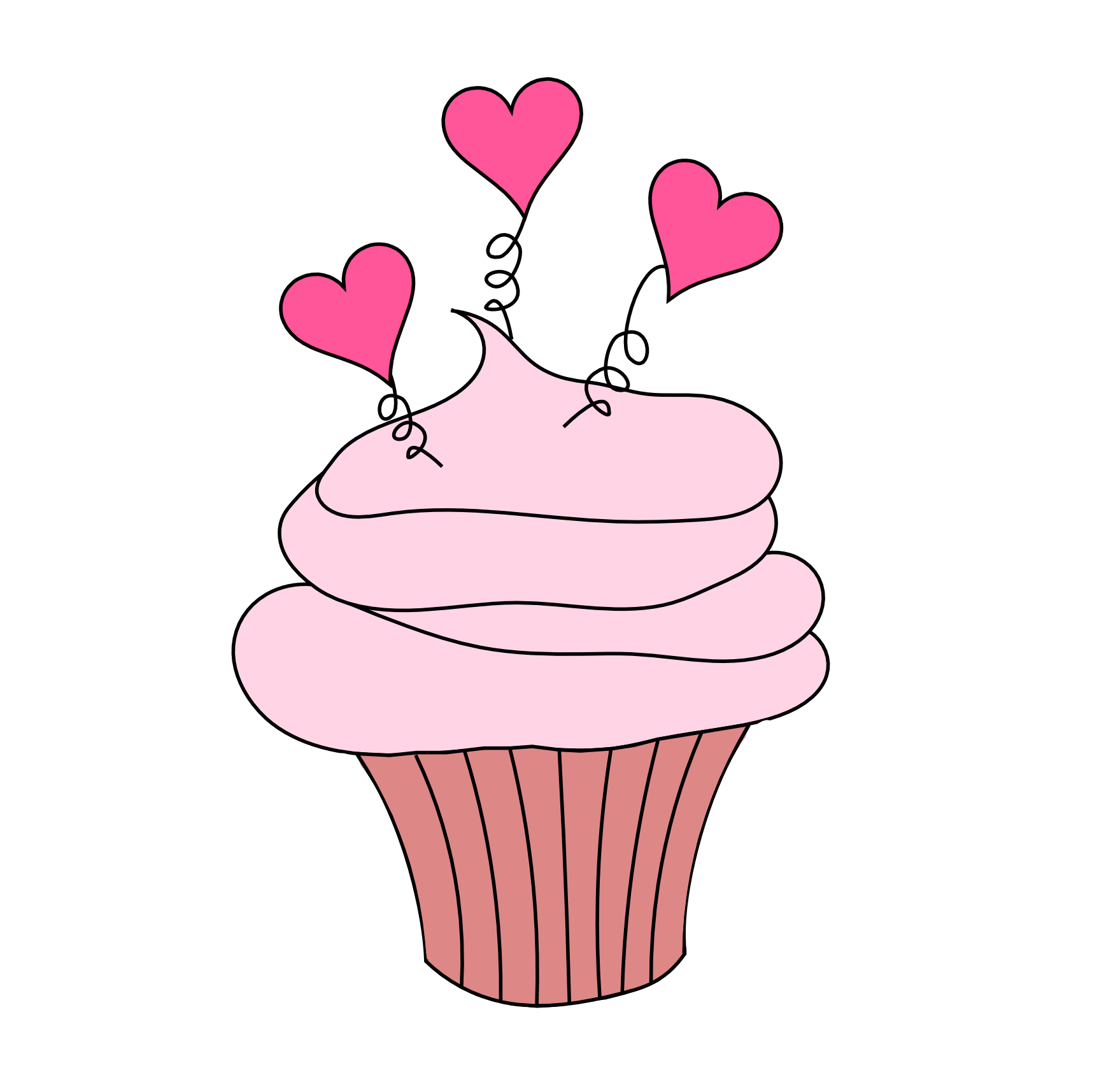 Free Valentine S Day Digital Stamp   Cupcake With Hearts Free    