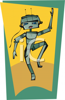 Girl Robot Dancing   Royalty Free Clip Art Illustration