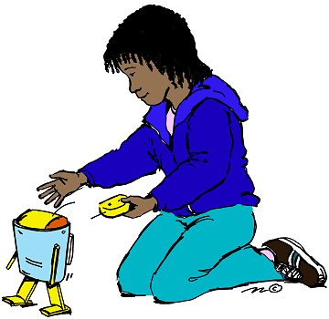 Girl With Robot  In Color    Clip Art Gallery