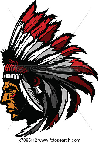 Indian Chief Mascot Head Graphic View Large Clip Art Graphic