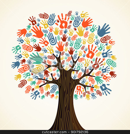Isolated Diversity Tree Hands Stock Vector Clipart Isolated Diversity