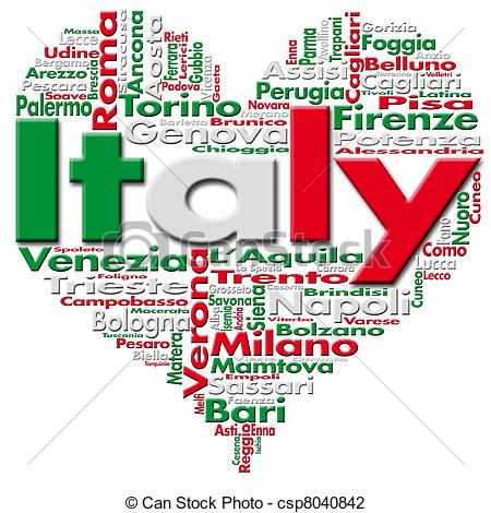     Italy And Italian Cities With Heart Shaped Italian Flag Colors