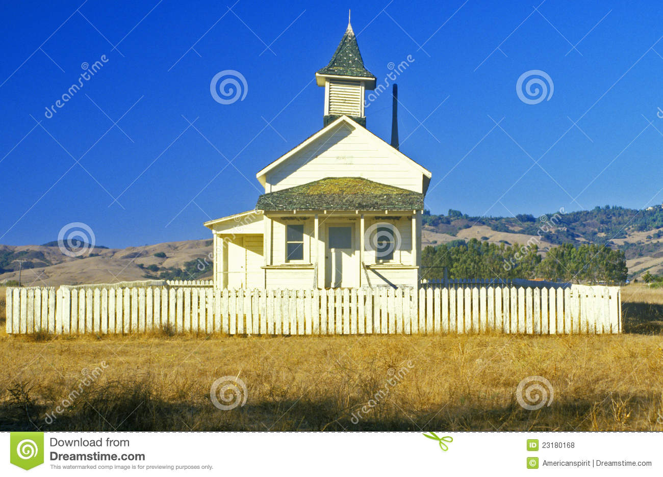 One Room Schoolhouse With White Picket Fence Central Ca 