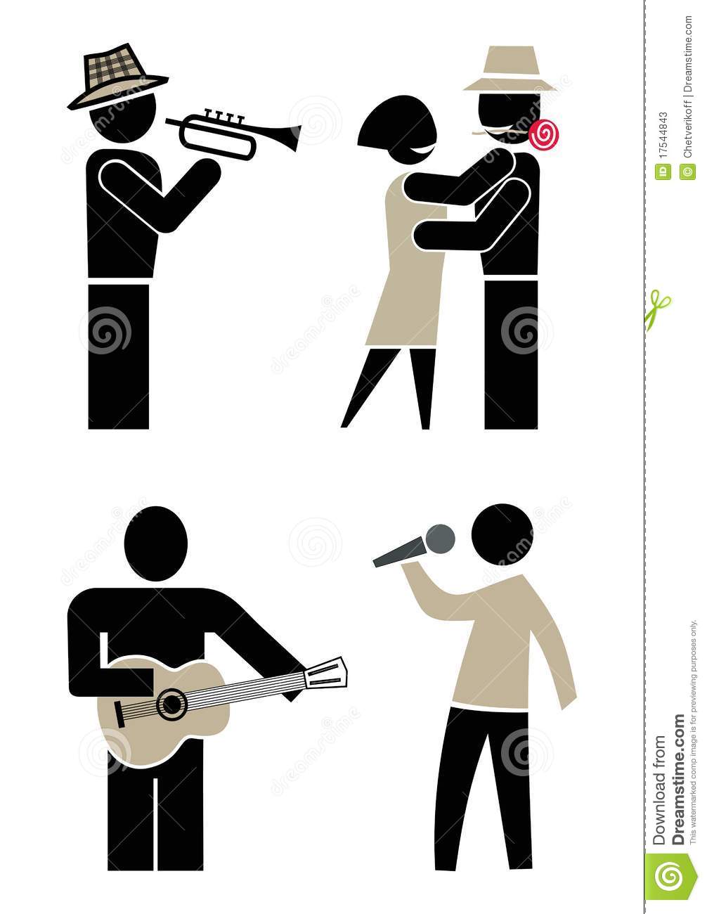Playing Trumpet  Man Singing Into A Microphone  Man Playing Guitar