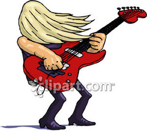 Really Long Hair Playing The Guitar   Royalty Free Clipart Picture