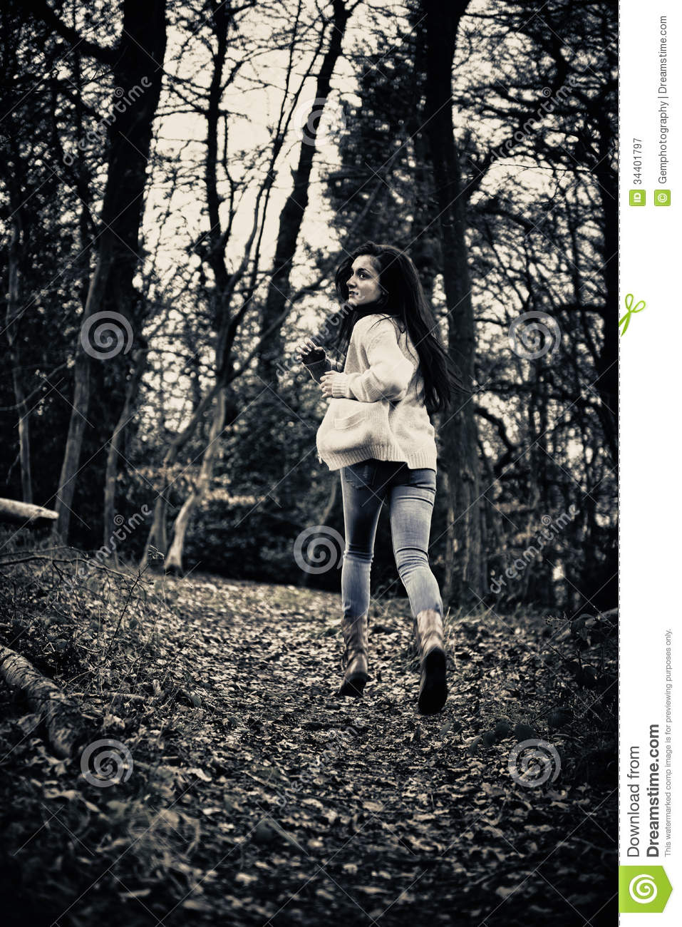 Scared Girl Running Royalty Free Stock Photography   Image  34401797