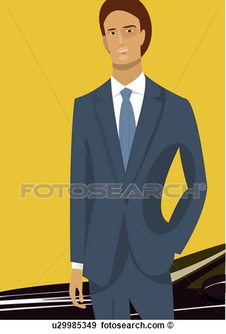 Stock Illustration Of Young Man Dressed Up In A Suit Standing By A