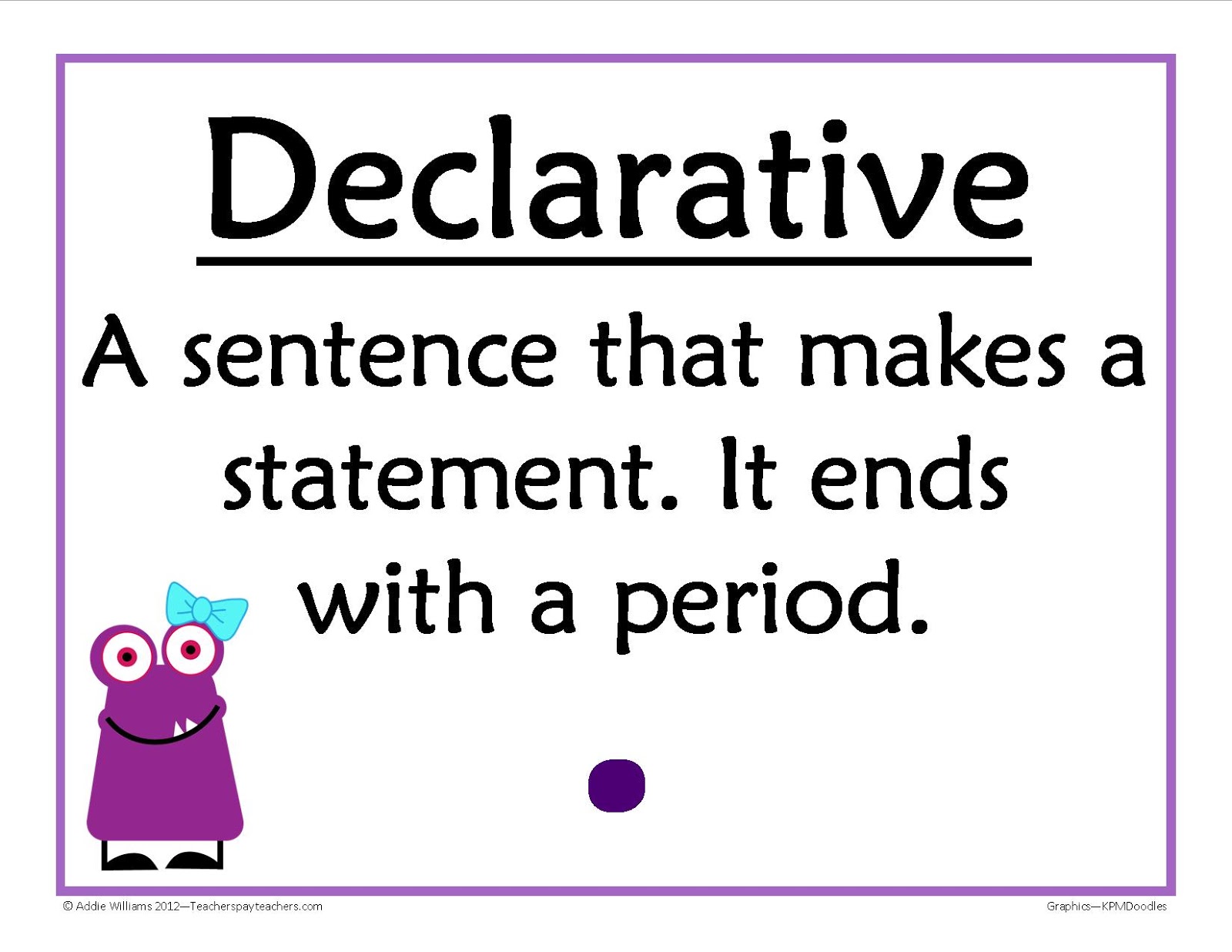 The Types Of Sentences And 5 Posters With Examples Of Each Download A