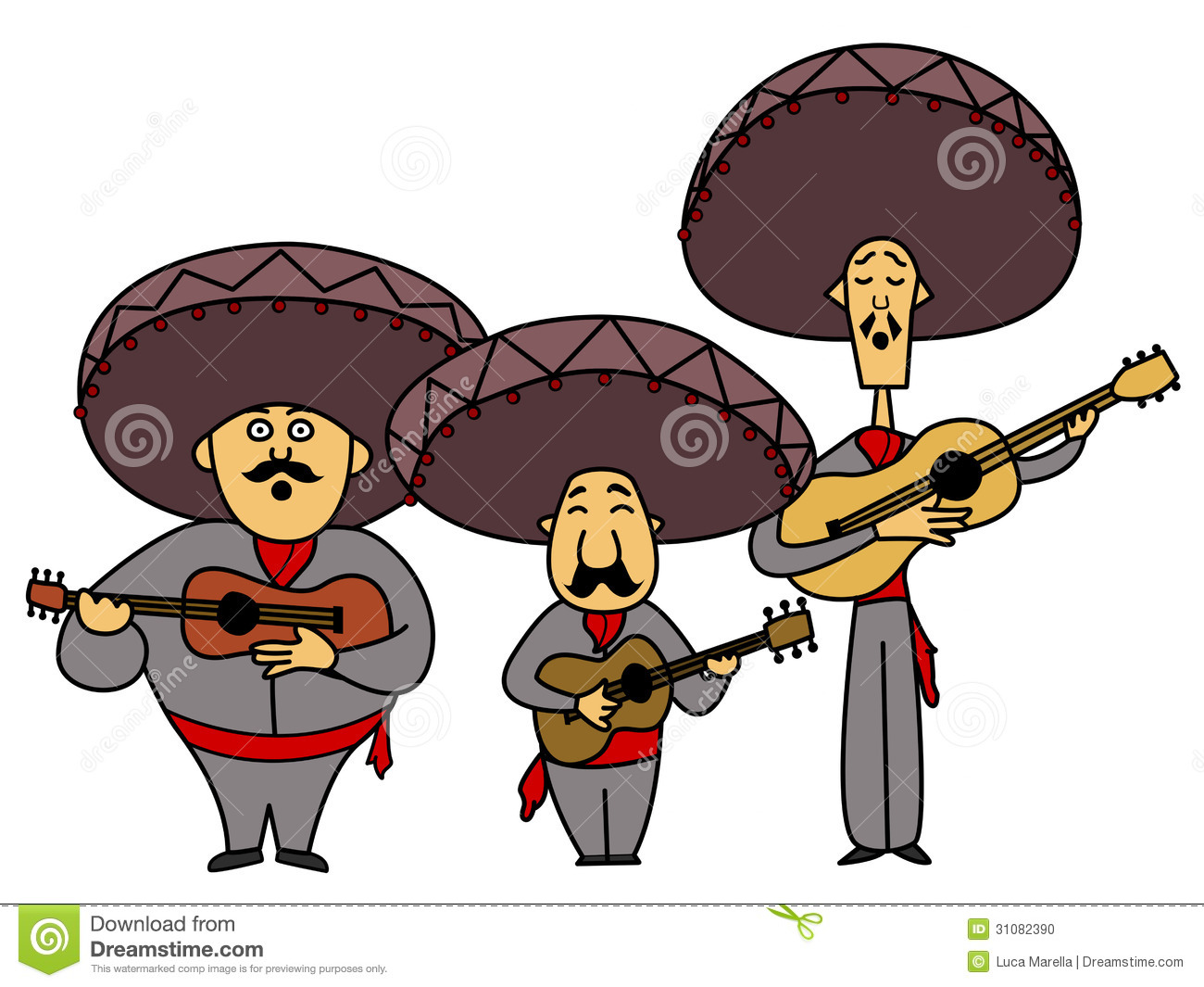 Three Mariachi With Guitars Stock Photo   Image  31082390