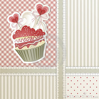 Valentine S Card With Cupcake And Hearts Decorations 