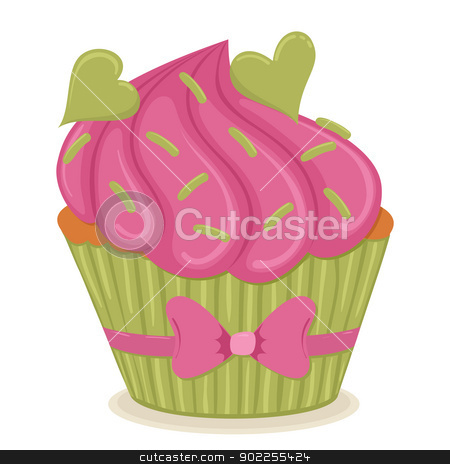 Valentine S Day Cupcake Stock Vector Clipart Cupcake With Hearts    