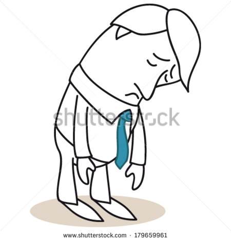 Vector Illustration Of A Monochrome Cartoon Character  Sad Businessman