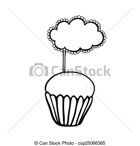 Vector   Valentine S Cupcake Sketch   Stock Illustration Royalty Free