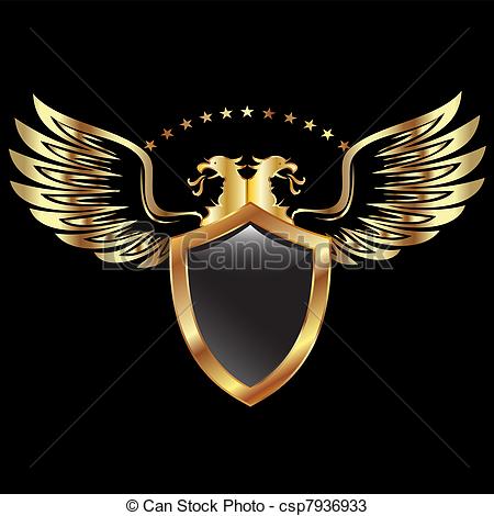 Vectors Of Gold Eagle Shield With Stars Csp7936933   Search Clip Art