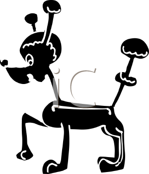 0511 1004 1100 5756 Black And White Cartoon Poodle Clipart Image Jpg