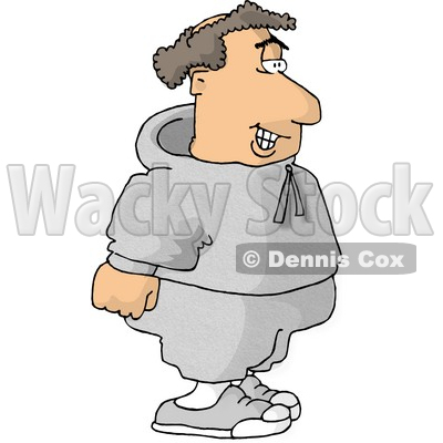 Balding Fat Man Going Jogging Clipart Picture   Dennis Cox  6104