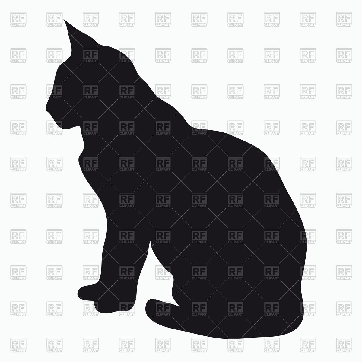 Black Silhouette Of Sitting Cat 81917 Silhouettes Outlines