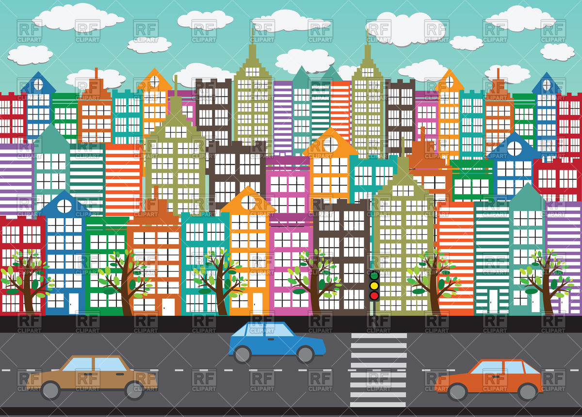     City Buildings   Street 86983 Download Royalty Free Vector Clipart