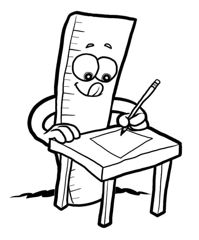 Clip Art Of A Ruler At A Desk  It Is Writing On Paper With A Pencil