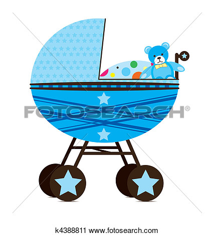 Clipart   Baby Pram Blue  Fotosearch   Search Clip Art Illustration