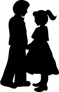 Clipart Image   Silhouette Of A Little Boy And Girl Dancing   Clipart