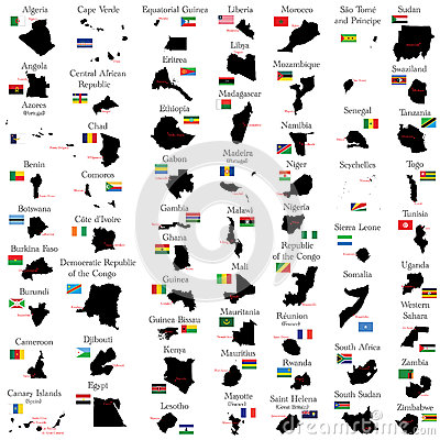 Countries Of Africa With Borders Flags And Capitals