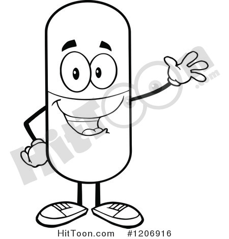 Drugs Clipart Black And White Pill Mascot Clipart  1206916