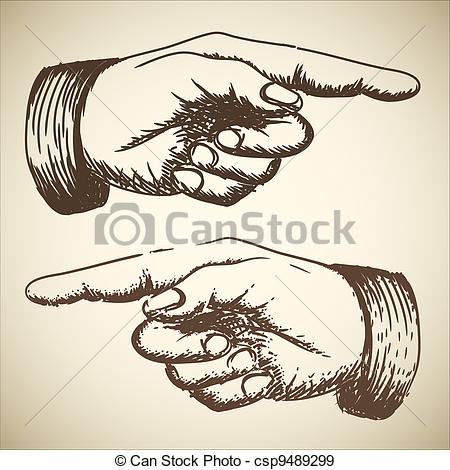 Eps Vectors Of Vector Retro Vintage Pointing Hand Drawing Csp9489299