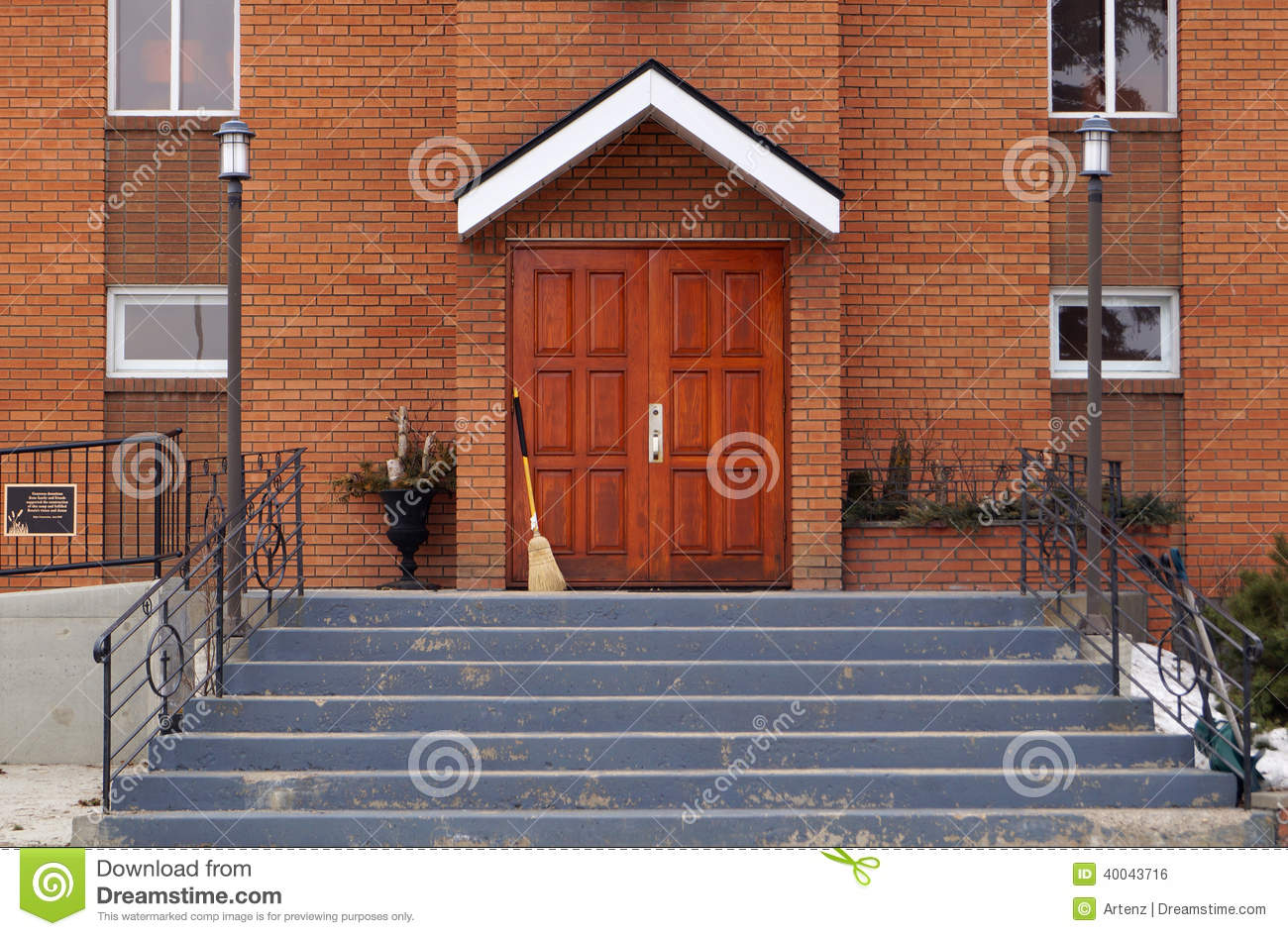 Front Door And Steps At A Church In Rural Alberta Canada