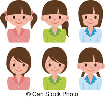 Illustration  1323 Hairstyles Vector Black Silhouettes Women Clipart