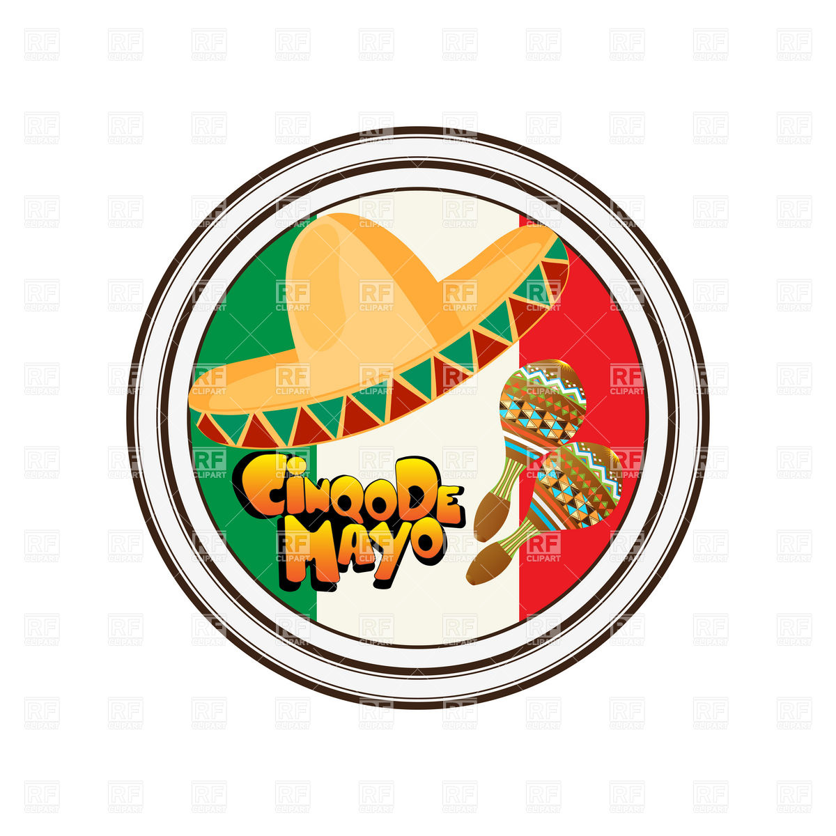 Mexican Sticker With Sombrero And Maraca Download Royalty Free Vector