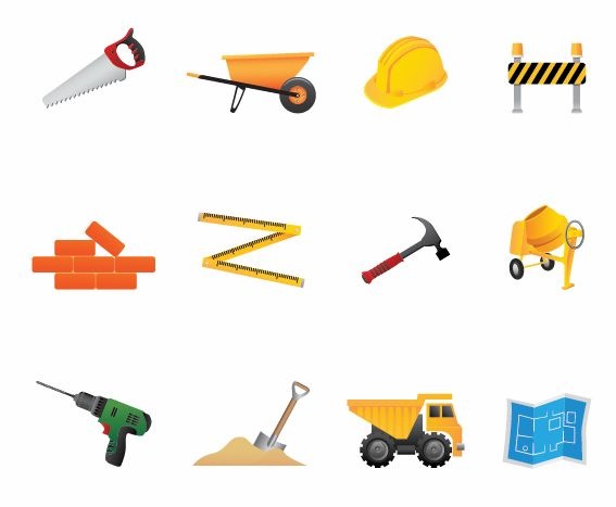 Name  Building And Construction Tools Vector Icon Set