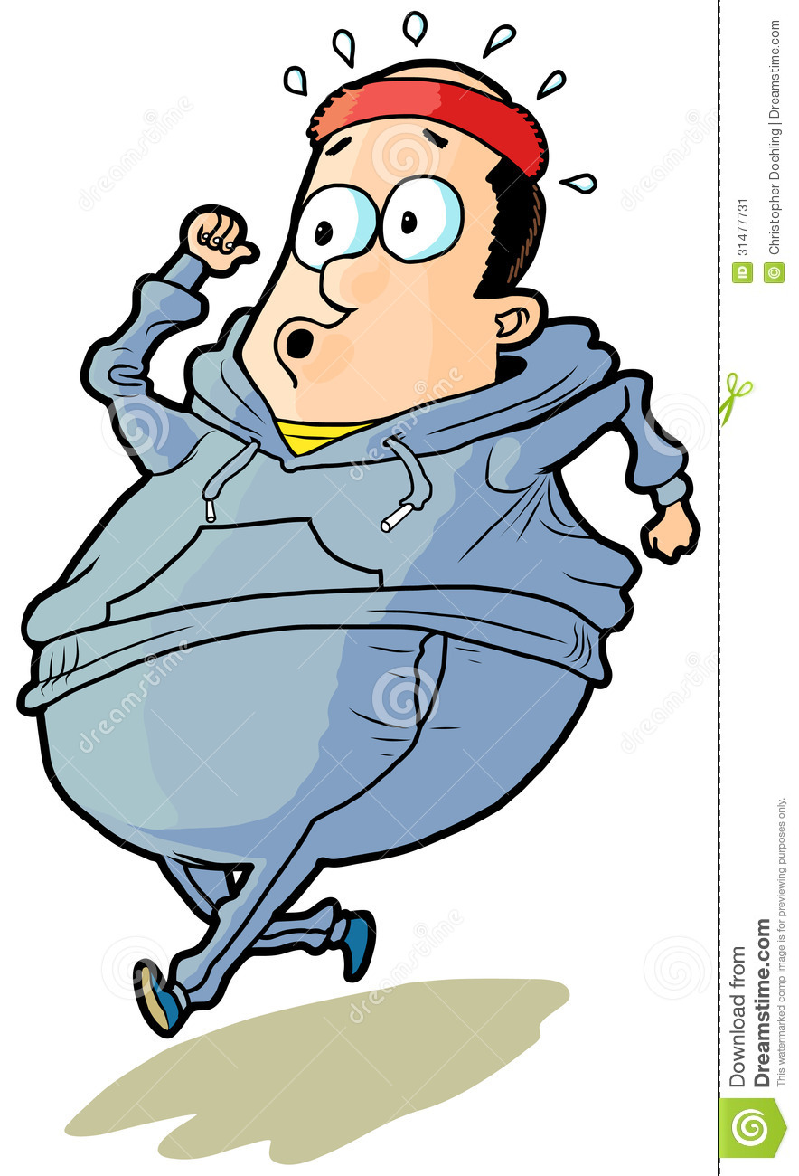 Overweight Bald Man Jogging Vector Cartoon Stock Image   Image