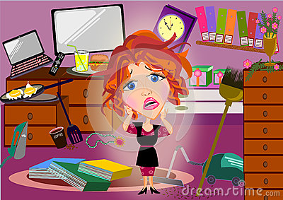 Overwhelmed Mother Cartoon Stock Illustration   Image  53592840
