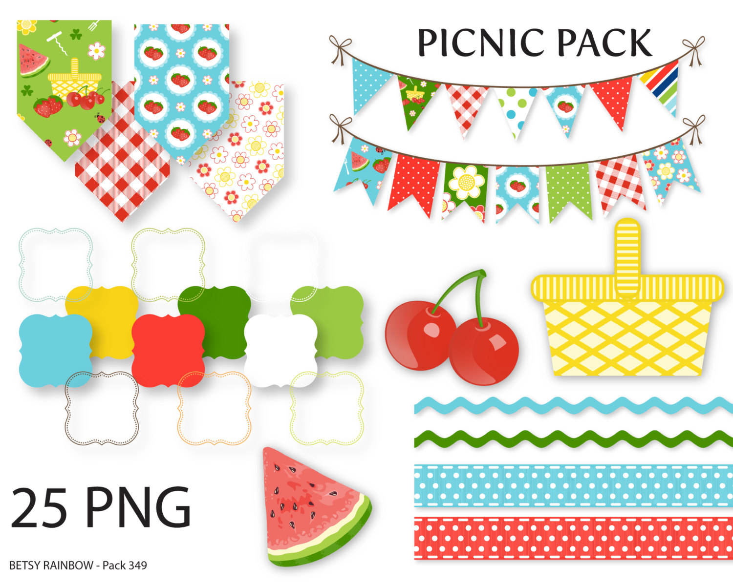 Picnic Clipart Pack Clip Art Digital Borders By Betsyrainbow